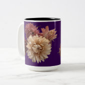 ピンクとモーヴェストローの花とラブホワイト ツートーンマグカップ (正面左)