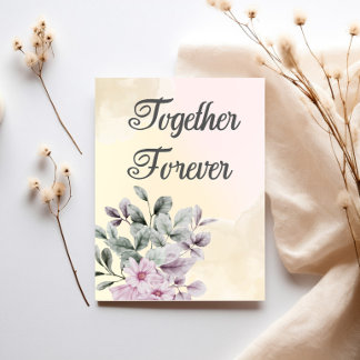 ピンクとライトイエローの「Together Forever」ウェディング インビテーション