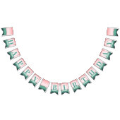 ピンクとライトグリーンの誕生日パーティー バンティングフラッグ (全)