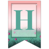 ピンクとライトグリーンの誕生日パーティー バンティングフラッグ (第2の旗)