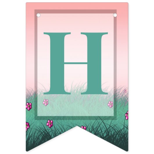 ピンクとライトグリーンの誕生日パーティー バンティングフラッグ (第2の旗)