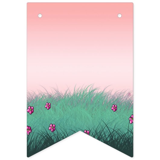 ピンクとライトグリーンの誕生日パーティー バンティングフラッグ (第1の旗)