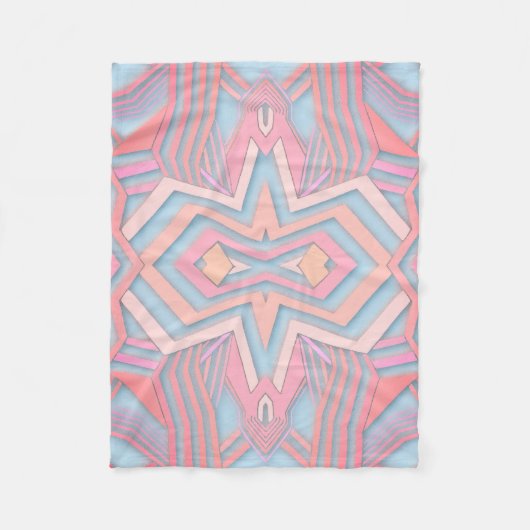 ピンクとライトブルーの幾何学的パターン(デイカラー) フリースブランケット (正面)