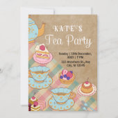 ピンクとライトブルーフェミニンティーパーティの招待状 招待状 (正面)
