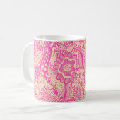 ピンクとライトベージュのガーリー抽象芸術フローラ コーヒーマグカップ (正面左)