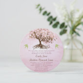 ピンクとライムのハートリーフツリー結婚式招待状 招待状 (スタンド正面)