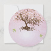 ピンクとライムのハートリーフツリー結婚式招待状 招待状 (裏面)