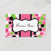 ピンクとライムのバウンシングドットの名刺 名刺 (正面)