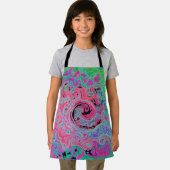 ピンクとライムグリーングルービー抽象芸術レトロ旋回 エプロン (インサイチュ)