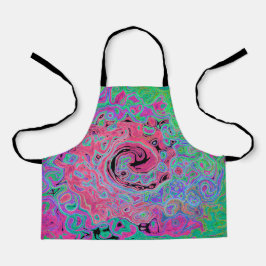 ピンクとライムグリーングルービー抽象芸術レトロ旋回 エプロン