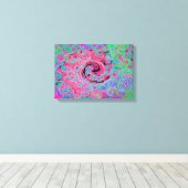 ピンクとライムグリーングルービー抽象芸術レトロ旋回 キャンバスプリント (インサイチュ (ウッドフロア))