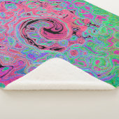 ピンクとライムグリーングルービー抽象芸術レトロ旋回 シェルパブランケット (3/4)