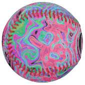 ピンクとライムグリーングルービー抽象芸術レトロ旋回 ソフトボール (正面左)