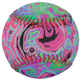 ピンクとライムグリーングルービー抽象芸術レトロ旋回 ソフトボール