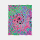 ピンクとライムグリーングルービー抽象芸術レトロ旋回 フリースブランケット (正面)