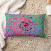 ピンクとライムグリーングルービー抽象芸術レトロ旋回 ランバークッション (ブランケット)