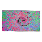 ピンクとライムグリーングルービー抽象芸術レトロ旋回 枕カバー (裏面-右)