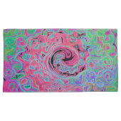 ピンクとライムグリーングルービー抽象芸術レトロ旋回 枕カバー (正面右)