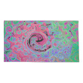 ピンクとライムグリーングルービー抽象芸術レトロ旋回 枕カバー (裏面-左)