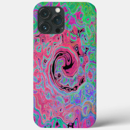 ピンクとライムグリーングルービー抽象芸術レトロ旋回 iPhone 13 PRO MAXケース
