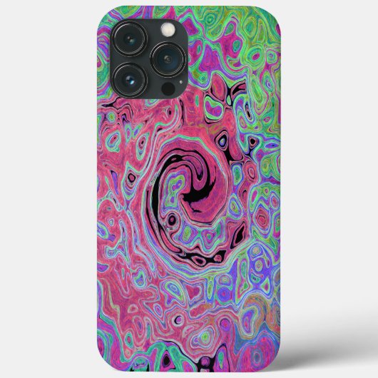 ピンクとライムグリーングルービー抽象芸術レトロ旋回 Case-Mate iPhoneケース (裏面)