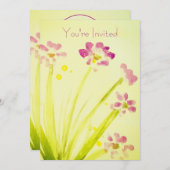 ピンクとライムフローラ 招待状 (正面/裏面)