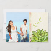 ピンクとライム多肉性モダンタイポグラフィ結婚ズ 招待状 (裏面)