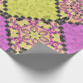 ピンクとライム、パッチワーク ラッピングペーパー (角)