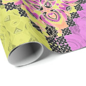 ピンクとライム、パッチワーク ラッピングペーパー (ロールコーナー)