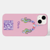 ピンクとライラックのユニコーンの写真と名前 Case-Mate iPhoneケース (裏面 (横))