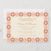 ピンクとラスト ミッド モダン ジオメトリック おしゃれ ベビーシャワー 招待状 (正面)