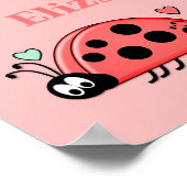 ピンクとラディバードのハートとベビー名 ポスター (角)