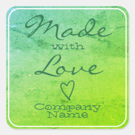 ピンクとラブラベルクラフト紙ハート スクエアシール