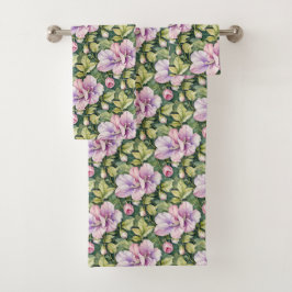 ピンクとラベンダーの甘いエンドウ バスタオルセット