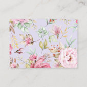 ピンクとラベンダーの花のベイビー ブック リクエスト エンクロージャーカード (裏面)