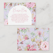 ピンクとラベンダーの花のベイビー ブック リクエスト エンクロージャーカード (正面/裏面)