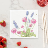 ピンクとラベンダーフラワーズランチョンナプキンズ スタンダードランチョンナプキン (インサイチュ)