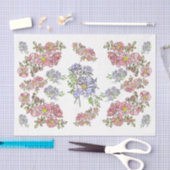 ピンクとラベンダーフラワーズ+デクページティッシュペーパー 薄葉紙 (クラフト)