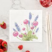 ピンクとラベンダーフラワーディナーナプキンズ (インサイチュ)