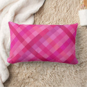 ピンクとラベンダープレイド ランバークッション (ブランケット)