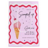 ピンクとレッドのウェーブがかったレトロ  ミディアムペーパーバッグ (裏面)