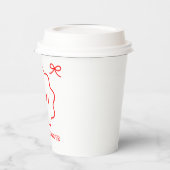 ピンクとレッドのウェーブ柄レトロボーダー ブライダルシャワー 紙コップ (左)