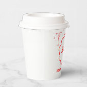 ピンクとレッドのウェーブ柄レトロボーダー ブライダルシャワー 紙コップ (右)