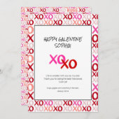 ピンクとレッドのガレンタイン XOXO 現代の親友 シーズンカード (正面/裏面)