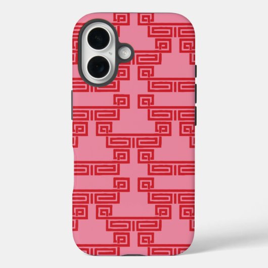 ピンクとレッドのギリシャ鍵連続模様のティア Case-Mate iPhoneケース (裏面)