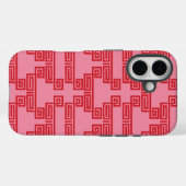 ピンクとレッドのギリシャ鍵連続模様のティア Case-Mate iPhoneケース (裏面 (横))
