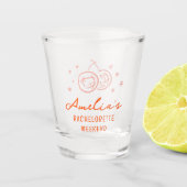 ピンクとレッドのスケッチ ブライズメイド ウィークエンド パーティー ショットグラス (正面)