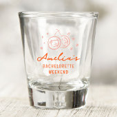 ピンクとレッドのスケッチ ブライズメイド ウィークエンド パーティー ショットグラス