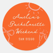 ピンクとレッドのスケッチ ブライズメイド ウィークエンド パーティー ラウンドシール (正面)