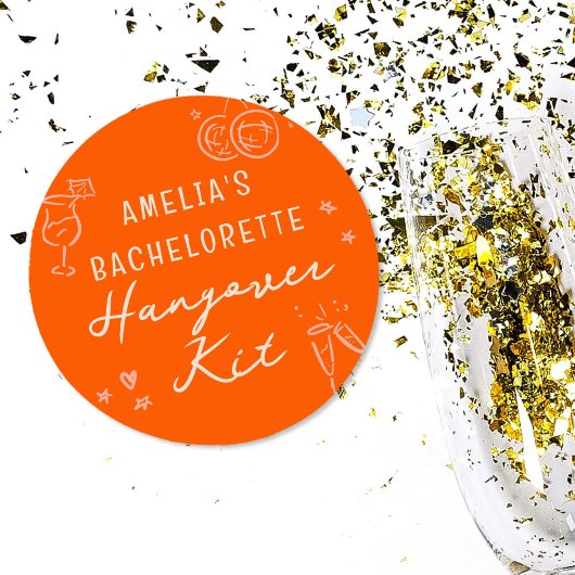 ピンクとレッドのスケッチ ブライズメイド ハングオーバーキット ラウンドシール